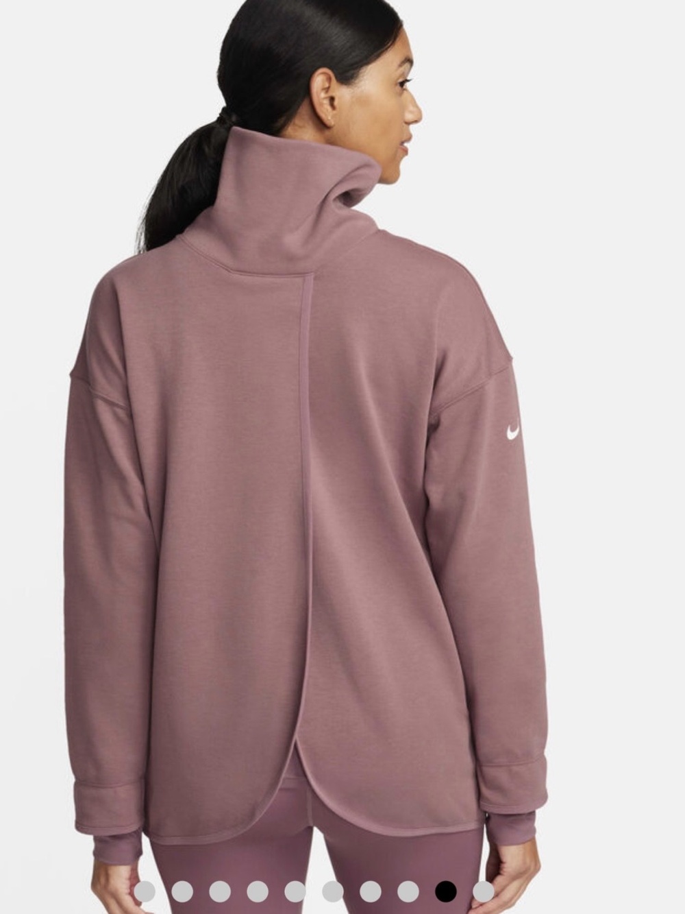 NWT Nike Women's Dusty Mauve Funnel Neck Reversible Pullover size S.